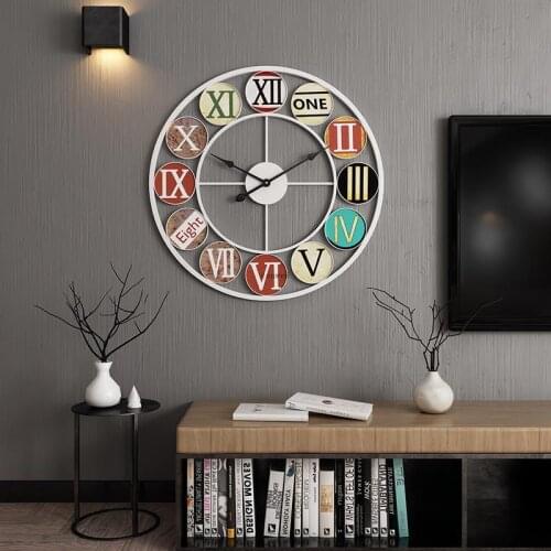 Creative Large Wall Clock For Living Room Vintage Metal wall clock Creative Antique Wall Watch Clock Iron Brief Watch Best Gift