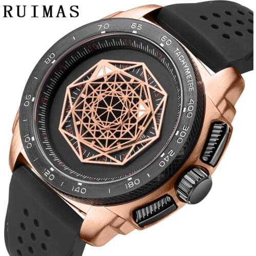 RUIMAS Men Watch Fashion Sports Quartz Hublo Watches Top Brand Big Dial Creative Silicone Waterproof Clock Relogio Masculino