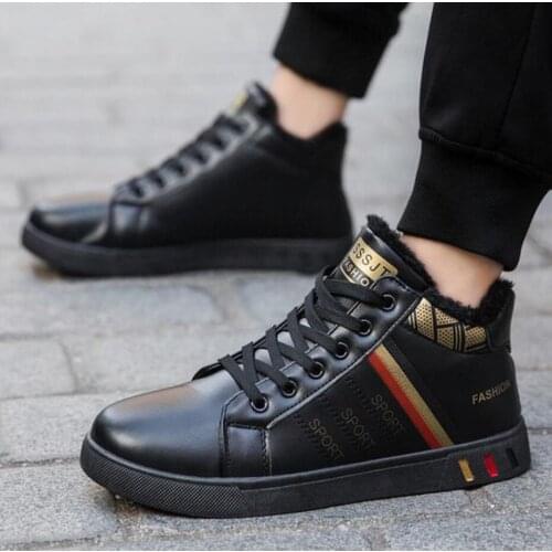 Men Waterproof Leather Boots Men Casual Shoes Fashion super warm Ankle snow Boots For Men High Top Winter Men Boots military