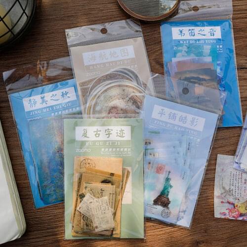 Retro Poems and Short Sentences and Paper Sticker Packs, Oil Painting Material, Hand Account Collage, Diary Decoration Stickers