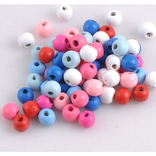 2018 New Natural Wooden beads Round Ball Spacer Beads For Jewelry Making 10mm 200Pcs Mixed Color DIY MT1443
