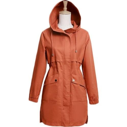 2021 New Fashion Womens Jacket Female Tops Autumn Slim Mid-Long Women Windbreaker Coat Cotton Hooded Overcoat Plus Size AH814