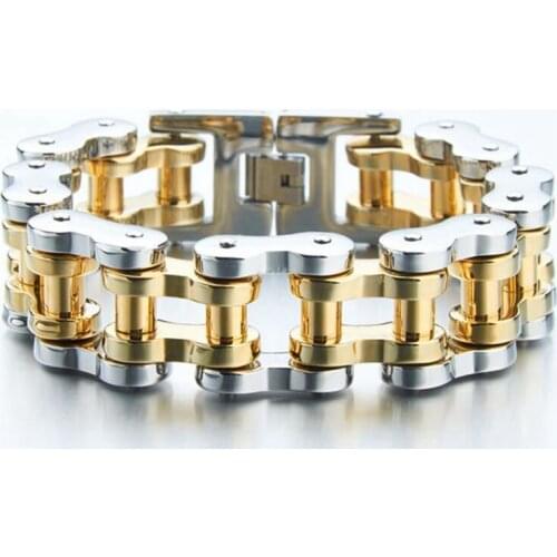Granny Chic Charm Boy Jewelry Biker Bicycle Motorcycle Chain Gold Stainless Steel Mens Bracelets & Bangles Fashion Male Gift