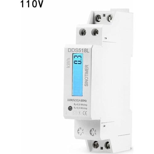 Single Phase LCD Backlit Wattmeter Power Consumption Watt Energy Meter kWh AC 5-32A 230V 50Hz 110V 60Hz Electric Din Rail Mount