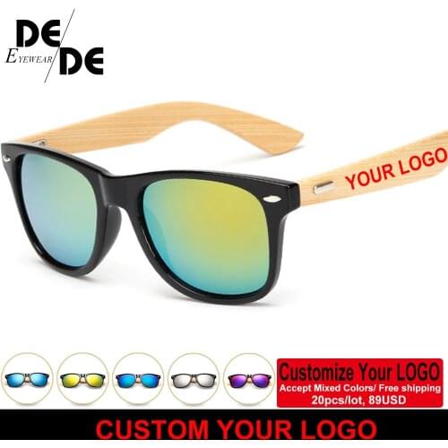 Wholesale Custom Logo Bamboo Arms Sunglasses Men Wooden Sunglasses Women Original Wood Sun Glasses Customerized 50 pcs/set130
