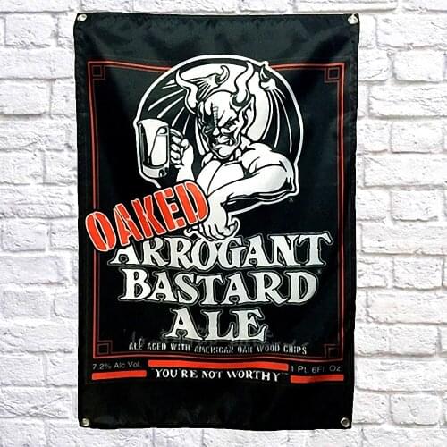 OAKED ARROGANT BASTARD ALE Retro Beer Festival Banner Canvas Painting Bar Pub Home Decor Tapestry Vintage Flag Tapestry Sticker