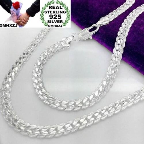 OMHXZJ Wholesale European Fashion Woman Man Party Wedding Gift Full Lateral Silver 925 Sterling Silver Chain Necklace NA189