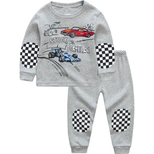 Children Pajamas Cartoon Racing Car Pyjamas Set Kids Infantil Boys Nightwear Cotton Girls Long Sleeve Sleepwear Suit