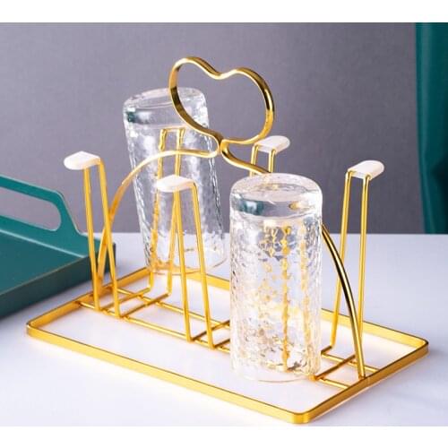 Wrought Iron Glass Drain Cup Holder Household Portable Water Tea Cup Holder Cup Holder Living Room Kitchen Cup Storage Custom
