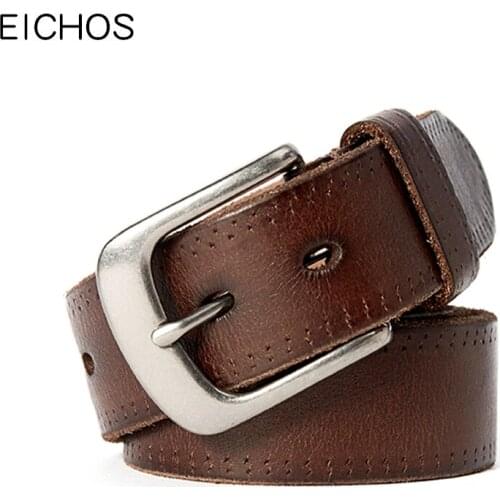 EICHOS High Quality Men Fashion 2019 Belt Men 100% Real Cowhide Designer Belts Man Soft Genuine Leather Strap Men Women
