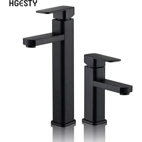 Modern Square Basin Faucet Stainless Steel Wash Basin Vessel Sink Faucet Cold Hot Water Mixer Tap Lavatory Faucet Deck Mounted