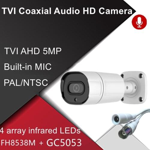 TVI Analog Coaxial audio Super HD Surveillance Camera 5MP Outdoor Waterproof Camera Apply To AHD CCTV Camera System