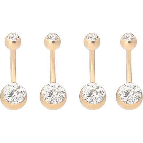 20pcs Body Jewelry Piercing Shine Gems Surgical Steel Rose Gold Navel Belly Button Bar Navel Piercing 14g Free shippment