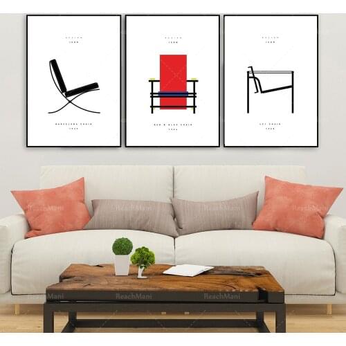 Icônes de design du 20ème 20ème. Ensemble de 3 tirages. Design moderne. cadeau pour un architecte. gravures murales décoratives