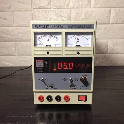 WYLIE 110V 220V Adjustable Probe Type DC Power Supply 15V 5A Mobile Phone Repair Power Digital Display Double Head Pointer