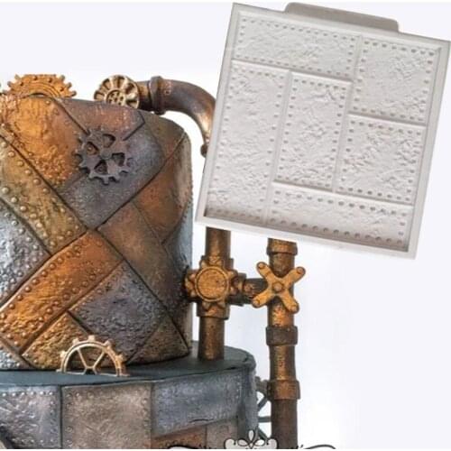 Riveted Metal Plate Silicone Mold Fondant Cakes Decorating Tools Sugarcrafts Chocolate Gumpaste Mould Pastry Baking Accessories