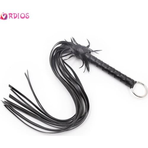 Fetish PU Leather Whip Erotic Sex Toys For Women BDSM Bondage Flogger Handle Spanking Paddle Knout Adult Slave Game Sex Shop