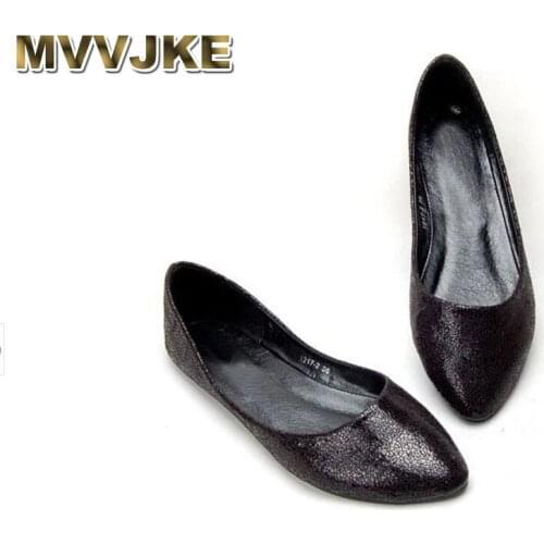 MVVJKE Ladies ballet flats shoes for dance soft sole pointy toe comfortable slip on women european and american style plus size