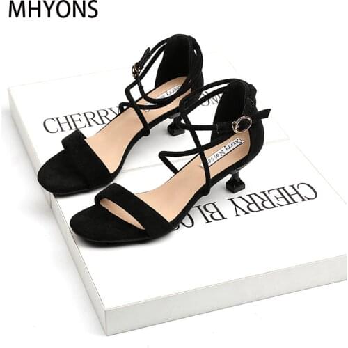 2021 summer new womens shoes square toe lace-up sandals authentic superstar 6CM wine glass high heels fashion show