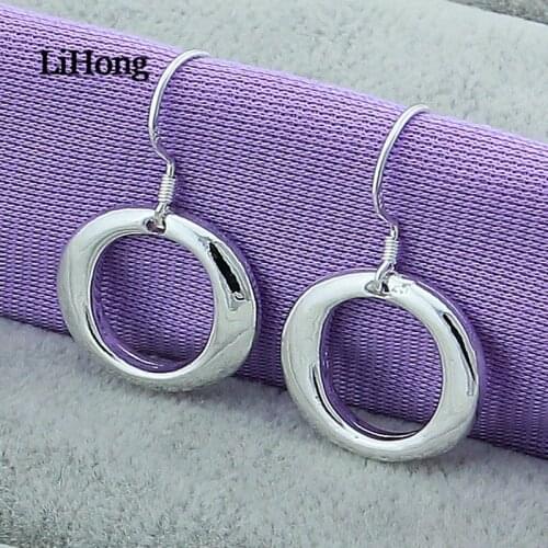 New 925 Sterling Silver Earrings O Earrings 925 Silver Woman Earrings Charm Jewelry Wedding Gift
