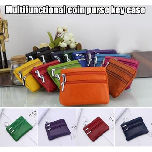 Women Leather Mini Purse Wallet Coin Money Credit Card Key Holder Zipper Wallet Multifunctional -OPK
