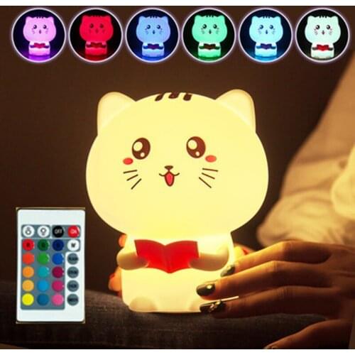 Sound Recordable USB Rechar LED Night Light Remote Control Table Lamp Record Cat Light for Room Kid Baby Bedroom Home Decoration