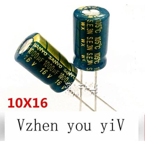 10-100pcs /lot16v1000uf high frequency low resistance power electrolytic capacitor 1000uf 16V 10x16 10X13MM