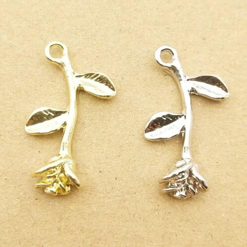 10pcs 17x27mm rose flower charm for jewelry making cute earring pendant bracelet necklace charms