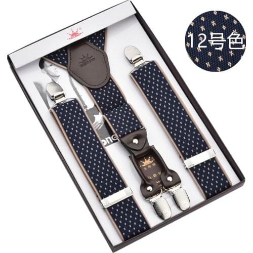 2021 Male plus size 4 clips elastic commercial trousers belt mens wedding suspenders