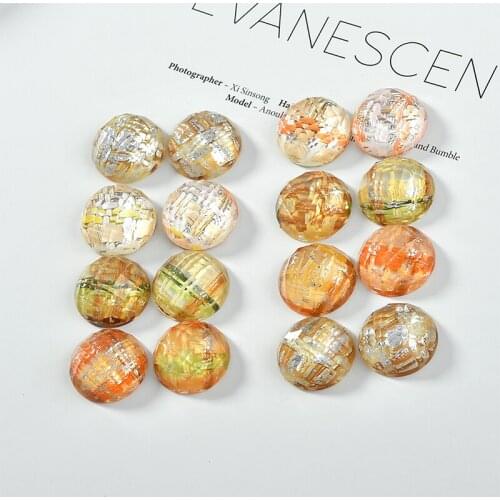 Autumn style 40pcs/lot 20mm color straw rattan woven transparent cut surface rounds resin beads diy jewelry earring accessory