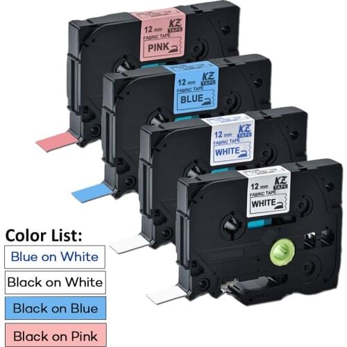 4pk tze-FA3 tze-FA231 tze-FAE31 tze-FA531 12mm*3m Fabric Iron-on Label Tapes Compatible for Brother P touch Label Maker