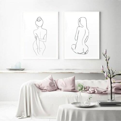 Abstract Line Poster Nordic Canvas Painting Women Wall Art Pictures For Living Room Modern Decorative Prins On The Wall Unframe