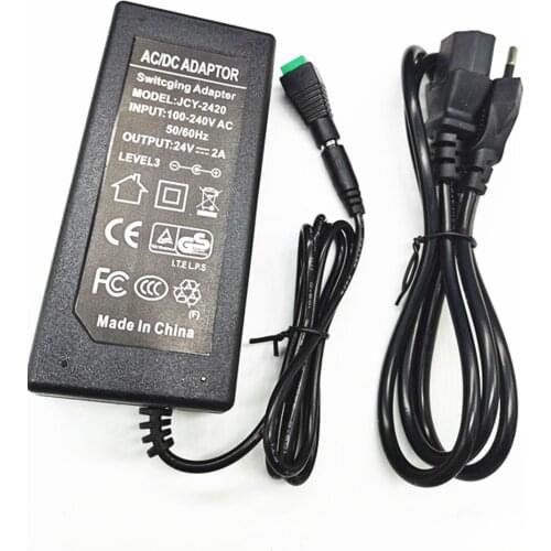 2PCS EU Plug Converter DC 24V 2A Server led strip Adapter Power Supply AC to DC Power Adapter AC 100-240V DC power transformer