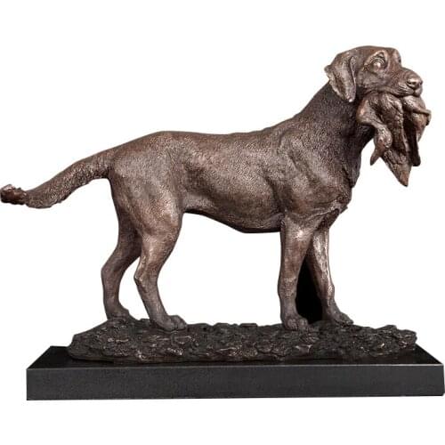 ArtsHom DW-039 Hunting Dog With Prey Bronze Statue Bronze Metal Art Animal Dog Figurines For Indoor Decoration