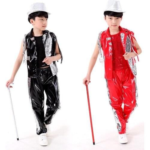 Free shipping new sequined tassels jazz dance clothes suit childrens dance clothing performance clothing Modern Stage Costume