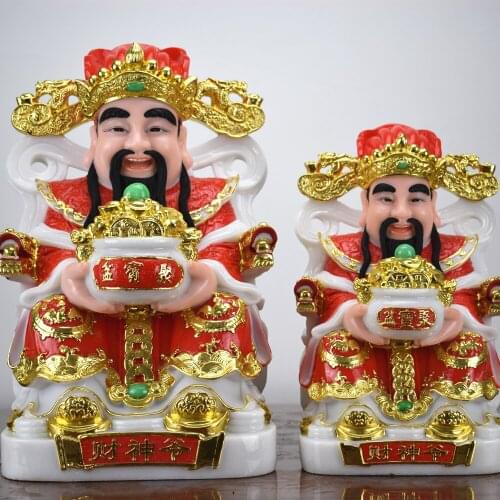 Large Southeast Asia Home store COMPANY High-grade Good luck talisman bring wealth money wealth God CAI SHEN jade gilding statue