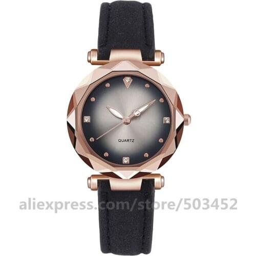 100pcs/lot No Logo PU Belt Watches Fahsion Minimalist Leather Watch Women Special Shape Women Watch Starry Sky Reloj Mujer