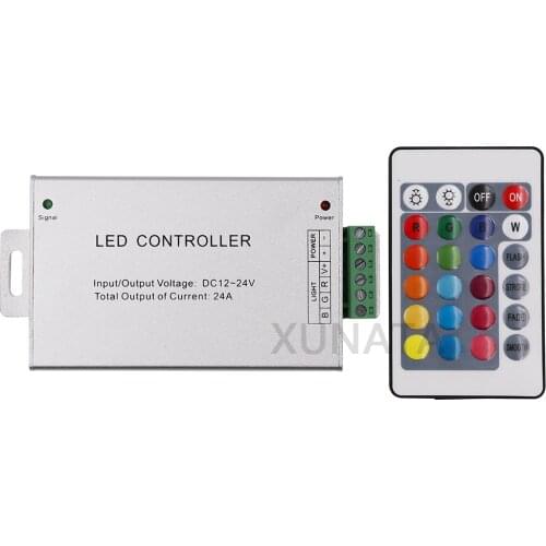 RGB/RGBW Led Box Controller 24A 12V 24V DC 24key IR Remote Control Led Controller Aluminum For 5050 2835 RGB Led Strip Light
