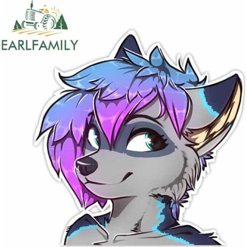 EARLFAMILY 13cm x 13cm for Fox Furry Car Stickers Refrigerator Air Conditioner Decal Bumper Scratch-proof JDM Assessoires