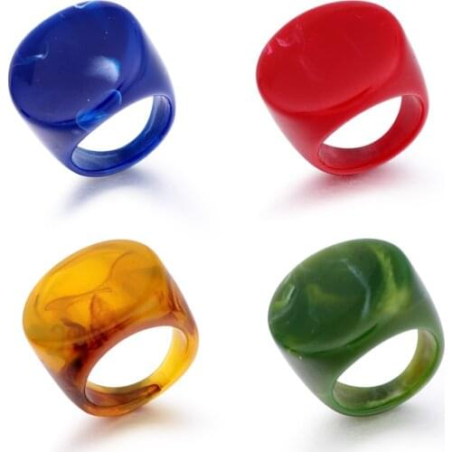 European Unique Vintage Resin Oval Rings For Women Men Ring Jewelry Fashion Smooth Handmade Imitation Natural Stone Ring