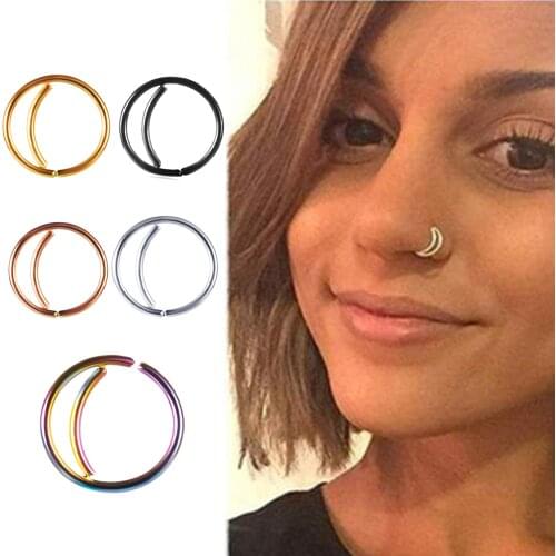 Fanpeijy 20G Dainty Faux Nose Rings Fake Septum Rings Hoop Nostril Piercing Fake Clip on Nose Rings Oreja Piercings Jewelry