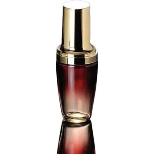 30ML red glass bottle with gold press pump for serum/lotion/emulsion/foundation Cosmetic Packaging