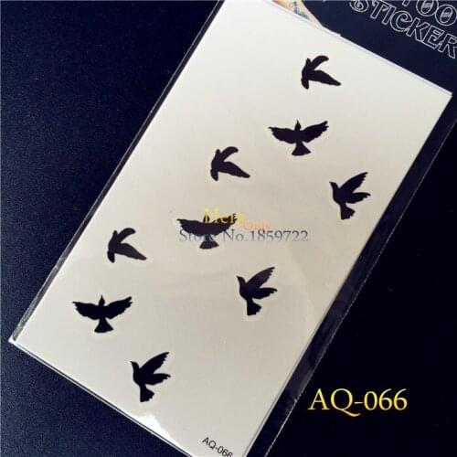 AQ-066 Women Sexy Finger Wrist Flash Fake Tattoo Liberty Small swallow Birds Flying Design Waterproof Temporary Tattoos Stickers