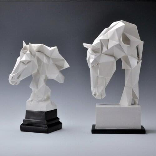 GEOMETRY HORSE HEAD STATUES ANIMALS ART SCULPTURE RESIN CRAFT HOME DECORATION CRAFTS ROOM CREATIVE CHRISTMAS GIFTS
