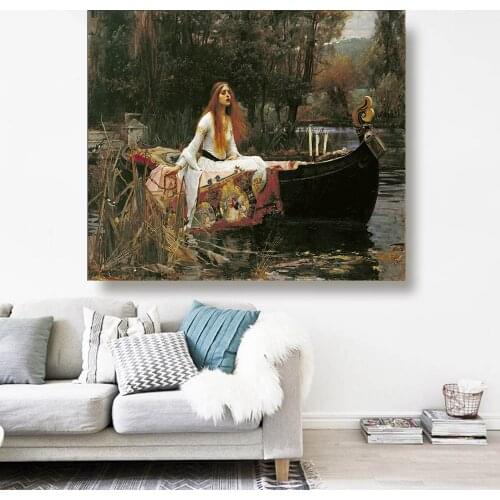 Holover Canvas Oil Painting Wall Art Aesthetic Home Decor Romanticism William Waterhouse"The Lady of Shalott"Artwork Poster