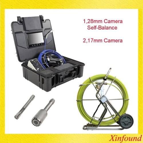 120m Cable 12Pcs LED Lights 50mm Self Leveling Camera Head Pipeline Drain Sewer Inspection Camera System Recording Meter-counter