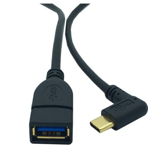 25CM 0.25m Gold Plated USB 3.1 Type C Left & Right Angle Male To USB 3.0 A Female Cable Mac Google Chromebook