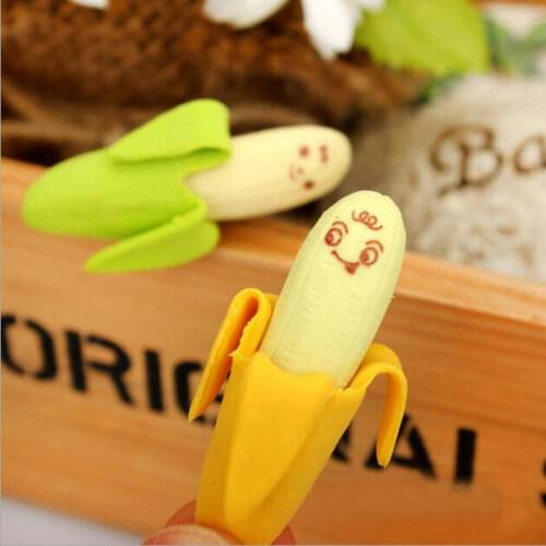 2pcs/pair Kawaii Banana Fruit Pencil Eraser Office And School Students Stationery Childrens Gift