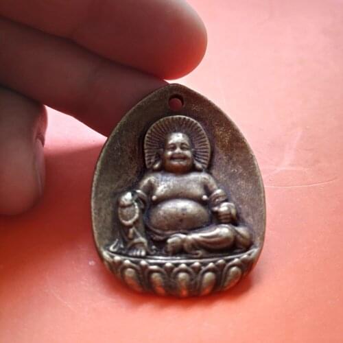 Collection Chinese Archaize Brass Maitreya Buddha Happy Buddha Small Pendant Statues