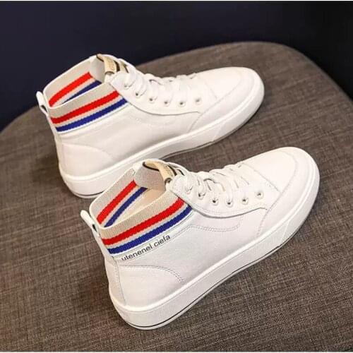 Sneakers Women Casual Shoes PU Leather Flat Anti-Slip Women Sneakers Outdoor Trainers Female Zapatos De Mujer Shoes High-top